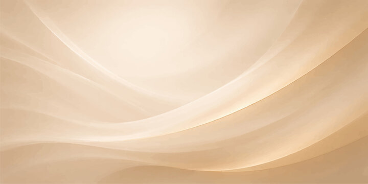Cream silk fabric vector illustration featuring smooth gold waves and soft flowing satin drapery for a luxury abstract background design