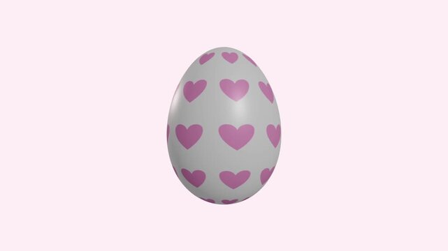 Cute Easter Egg Ornament with Heart Decorations Holiday Animation
