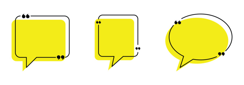 Hand drawn quote box frame set in different shape ideal for  comment outline, chat box, message template and various design projects.  Vector illustration.