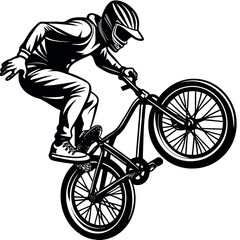 Fototapeta premium A BMX rider performing a stunt mid air. 
