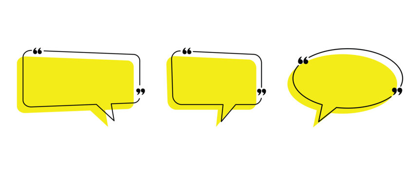 Quotation mark frames collection text boxes speech bubbles quote templates minimalist design elements Blank template design boxes for blog quotes symbols and messaging on transparent background.