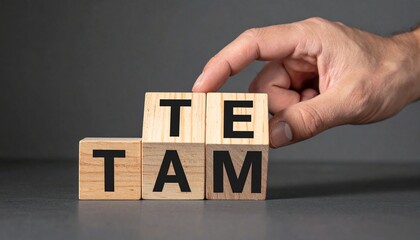Naklejka premium Wooden blocks forming teamwork word