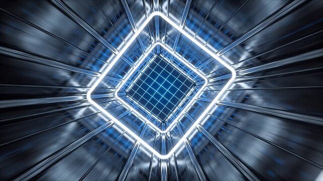 Digital grid rhombus structure with glowing frame