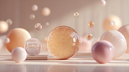 Futuristic 3D Scene of Cosmetic Ingredients in High Fidelity