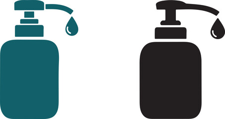 Liquid soap or hand sanitizer dispenser bottle icon set