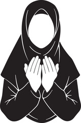 Muslim Woman Praying Silhouette with Hijab, Islamic Faith and Dua Concept