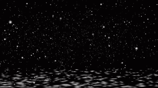 White snow overlay, winter snow flakes overlay background particles, snow flakes slowly falling densely against black background.