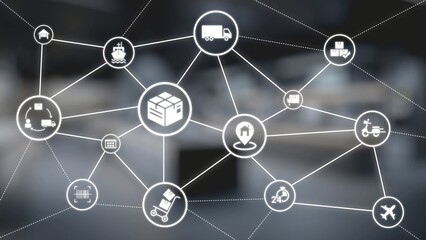 Goods delivery tracking icons show shipping, goods delivery routes, and logistics monitoring. Goods...