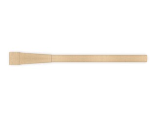Obraz premium Eco-friendly kraft paper ballpoint pen isolated on white background. Sustainable and biodegradable stationery product made from recyclable cardboard material. 3d illustration.