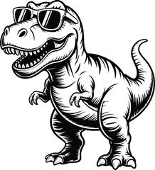 Fototapeta premium Cool dinosaur wearing trendy sunglasses standing strong