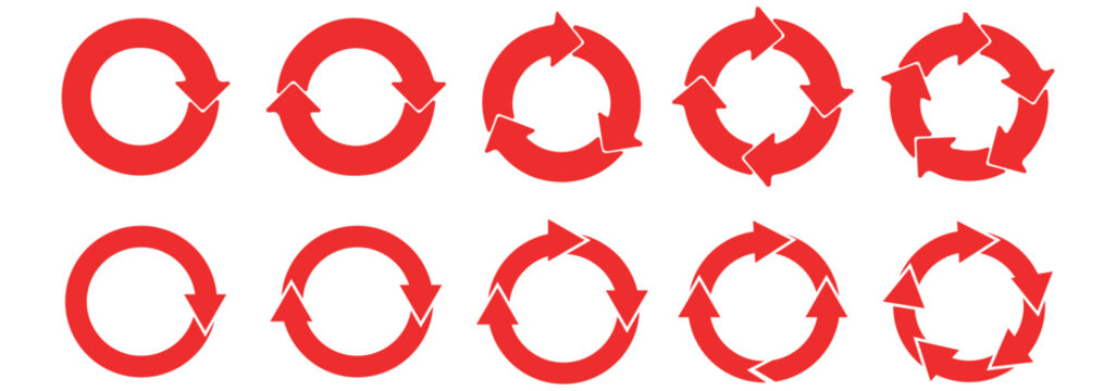 Set 3 of Simple Rotating Arrows with Circular Motion (Cycle Arrows) - Black