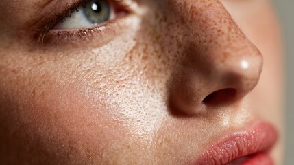 Fototapeta premium Close-Up of Fresh Skin with Healthy Glow and Natural Beauty Elements