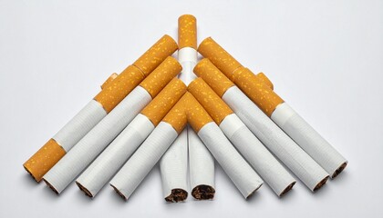 Pyramid of cigarettes stacked in triangular shape