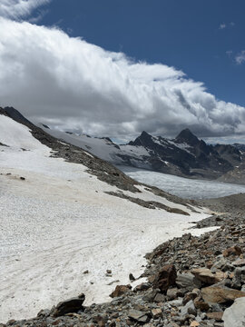 Landscape at Rutor glacier in La Thuile, Aosta valley, Italy
