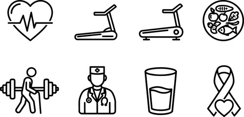 National Cardiac Rehabilitation Week icons: fitness, health, and doctor