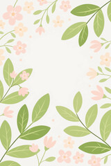 Simple illustrations of plants evoking spring. Nordic-inspired minimalist concept.