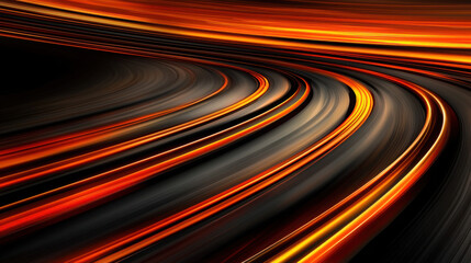 Dynamic Curved Lines in Vibrant Orange and Black Abstract Background © Nayotsaphon