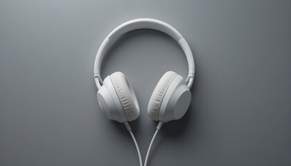 Isolated white headphones with a gray backdrop
