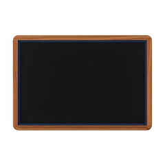 A vintage-style wooden frame with a blackboard surface for writing or drawing. isolated on transparent background