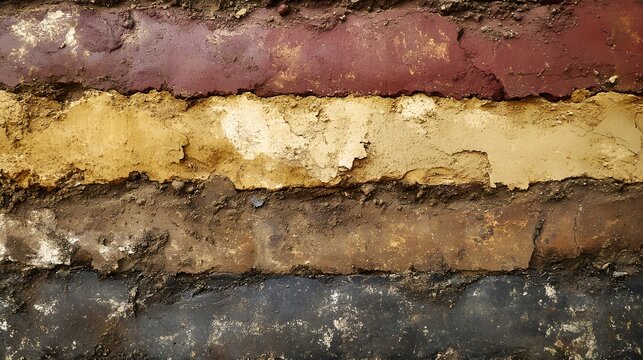 The textured wall shows off its natural, varied colored layers created from brown, gold, black, and red that form a simple horizontal pattern.