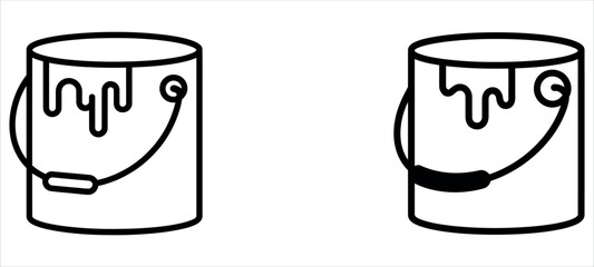 Obraz premium Paint buckets with dripping paint and handles vector illustration.