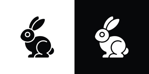 Obraz premium Black and white rabbit on contrasting backgrounds