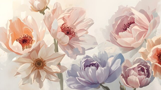 watercolor background with pink flowers