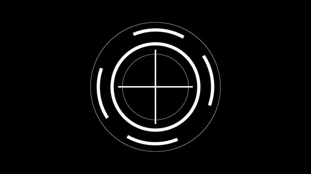 HUD circle target by circles on a black background. Great for targeting, aiming, precision, accuracy concept designs, shooting sports, and gaming graphics.
