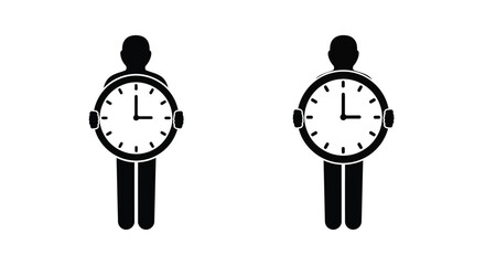 Two figures with clocks for heads a striking silhouette © MDEmon