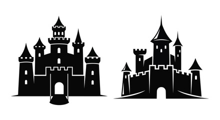 Two black castles with detailed turrets a striking silhouette © MDEmon