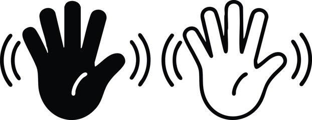 Obraz premium Modern Gestural Pictograms for Friendly Communication, Minimalist Waving Palm Symbols Representing 