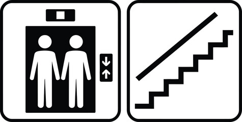 Symbols for elevator and stairs accessibility in public spaces © MDABDUL