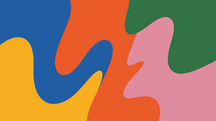 Obraz premium An abstract composition features interlocking organically shaped patches of vibrant color including blue yellow orange pink and green high quality professional detailed modern elegant stylish clean