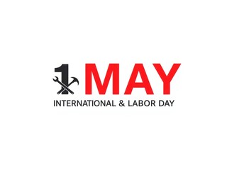 Fototapeta premium Graphic celebrating international and labor day with a hammer symbol and date one may