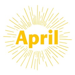 Bright and cheerful illustration of the month april with sunburst rays