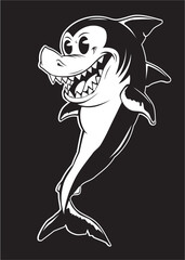 Retro rekin w pionie wektor © !UNTEN S.G.