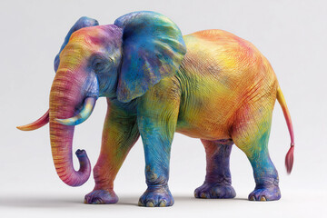 rainbow elephant isolated on white