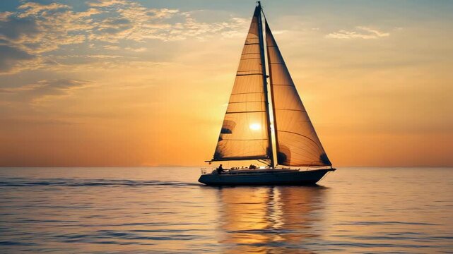 selective focus sailboat gliding across calm ocean waters