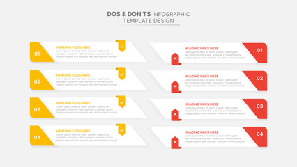 Dos and Don'ts Infographic Template Design with Checkmarks and Crosses