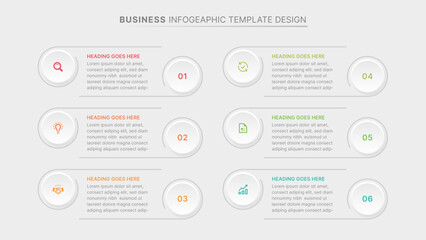 6 Steps Business Process Infographic Template with Icons