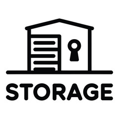 Storage facility icon with building and keyhole  secure storage unit symbol icon