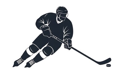 Fototapeta premium Dynamic hockey player in action with stick and puck