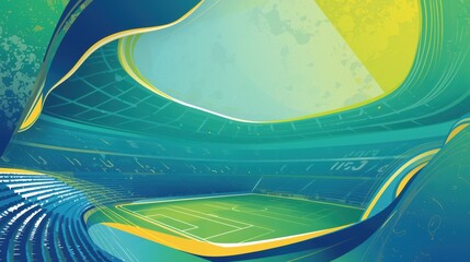 Abstract geometric design with vibrant curved structures and digital elements