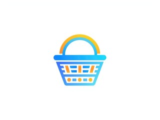 Colorful shopping basket icon with items inside