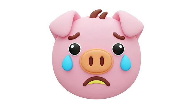 Sad Crying Pig Emoji 3D Render