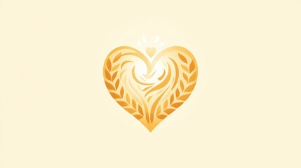 Elegant gold heart adorned with intricate laurel wreath design