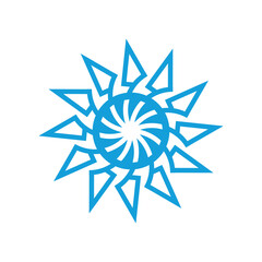 Blue Geometric Sunburst Design With Spiral Center For Modern Logo Or Artwork