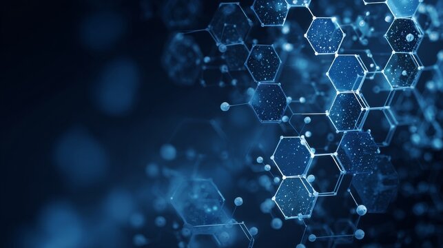 Abstract hexagon pattern background representing molecular structure and genetic research, futuristic chemical engineering concept for healthcare innovation, medical science technology design and biot