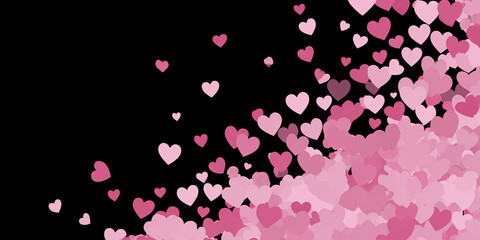Obraz premium Pink Hearts on Black Background: A Romantic and Elegant Design