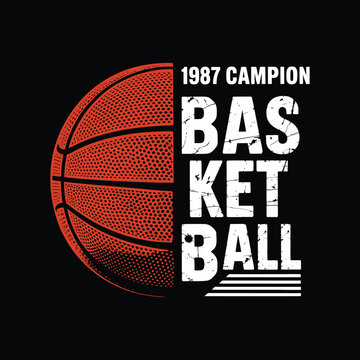 Vintage 1987 Campion Basketball Sports T-shirt Design Vector Illustration